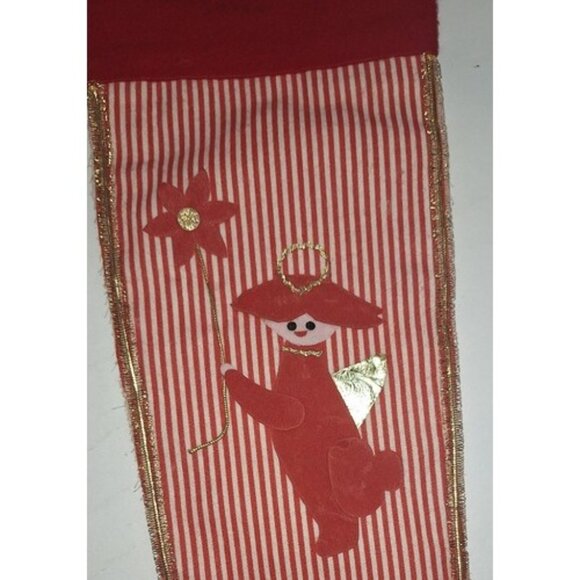 Lot Of 2 Handmade Felt Xmas Stockings Pixies Fairies Red White - Picture 8 of 16